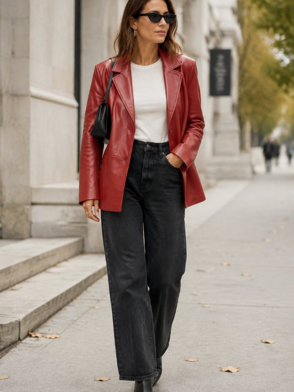 Valerie Stevens XL Genuine Leather Blazer Jacket Burgundy Red Button Front Lined